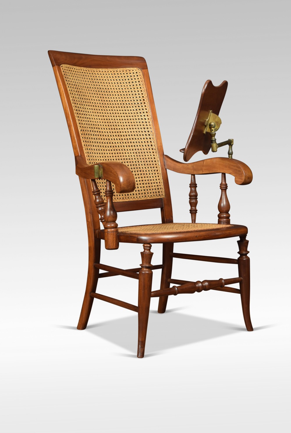 Walnut framed reading armchair