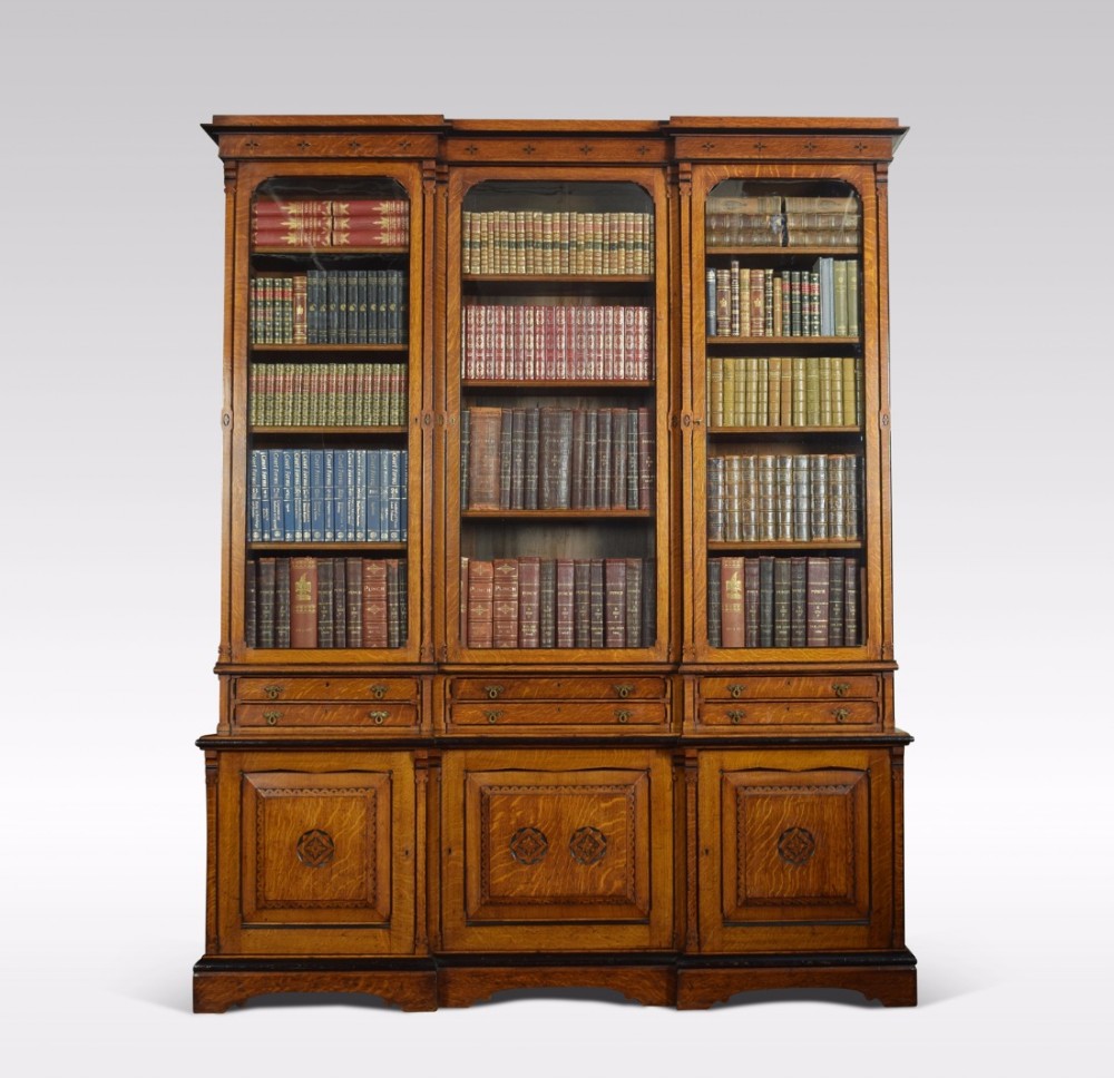 Reformed Gothic golden oak bookcase