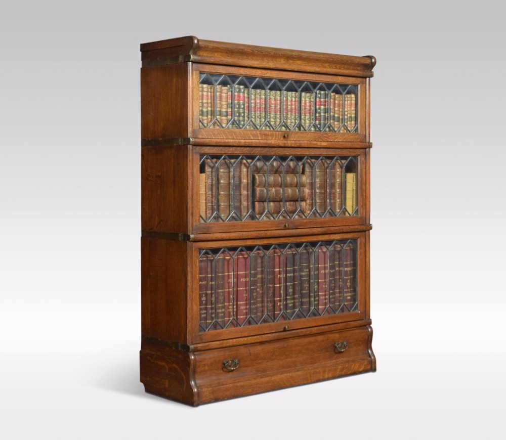 Oak Globe Wernicke three section bookcase