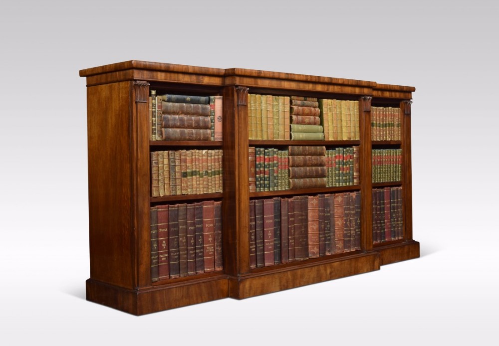 William IV mahogany breakfront open bookcase