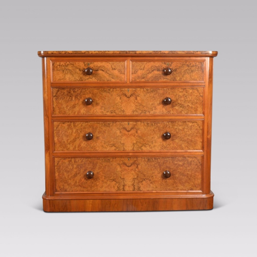 Victorian figured walnut chest of draws