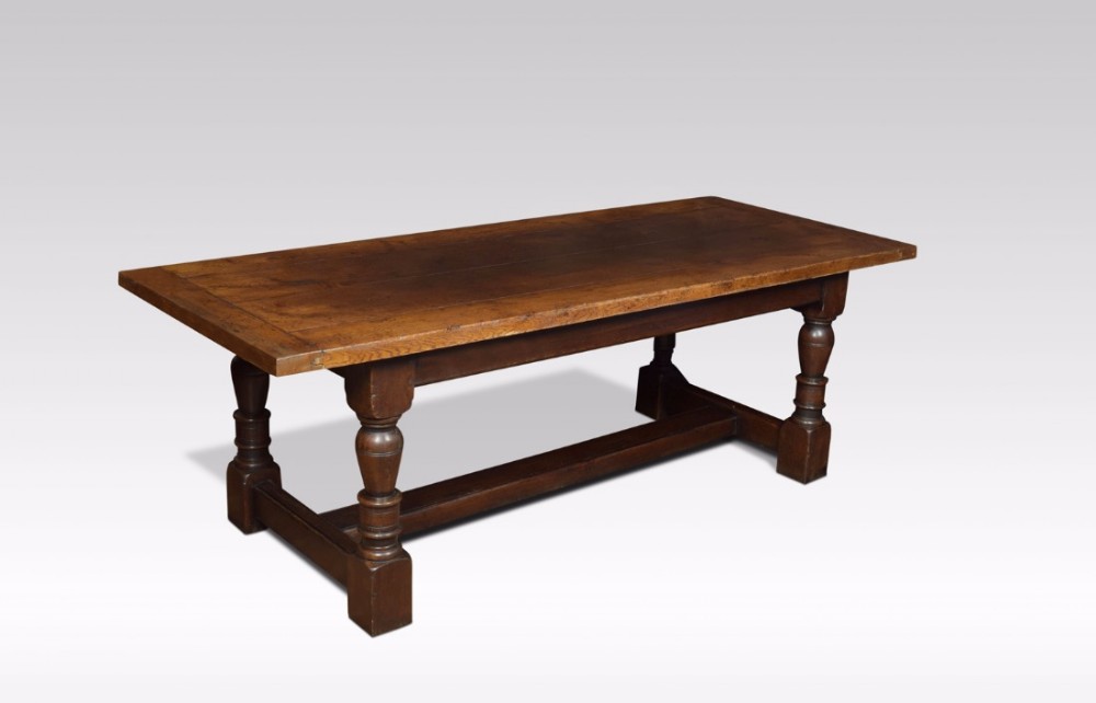 Large oak refectory dining table