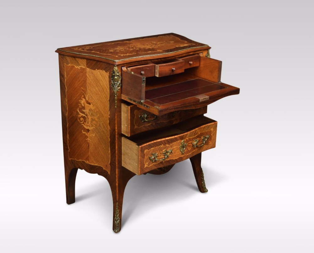 Gilt metal-mounted kingwood and rosewood marquetry secretaire commode