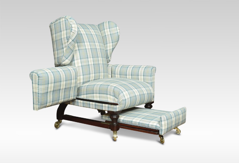 19th Century reclining wing armchair