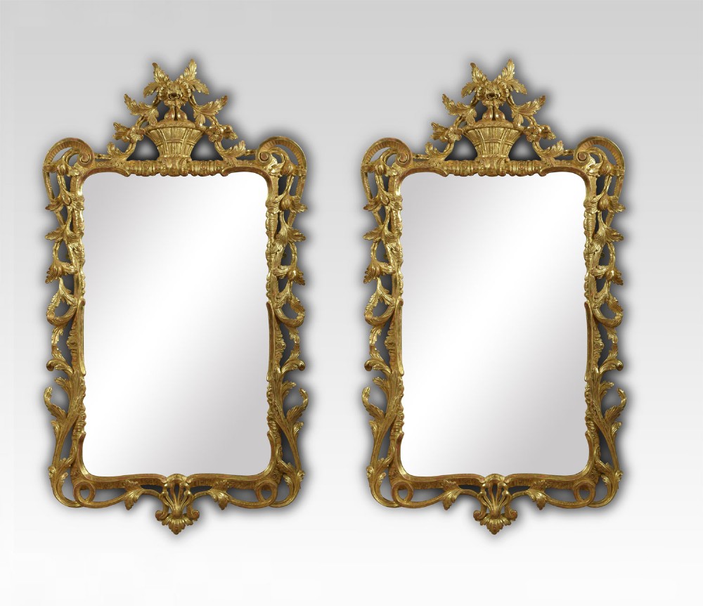 Very large pair of George III style gilt framed wall mirrors