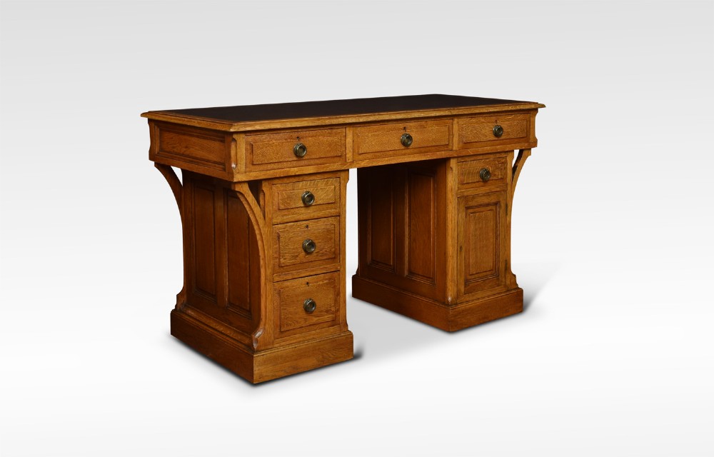Oak Arts & Crafts pedestal desk