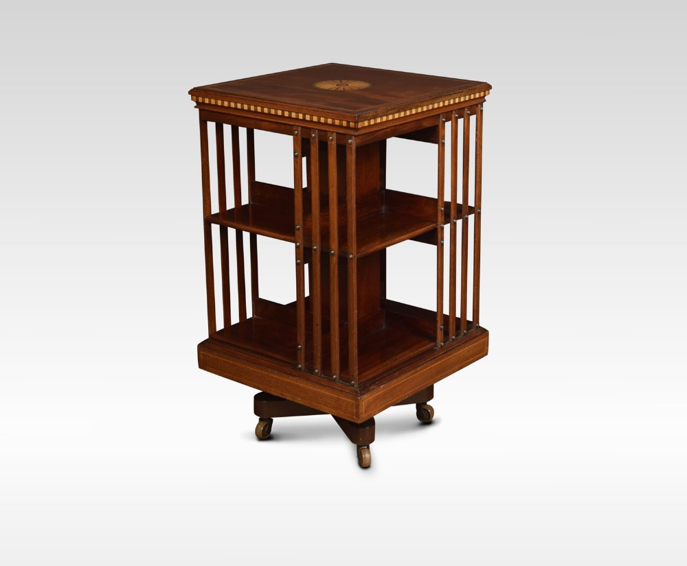 Edwardian mahogany inlaid revolving bookcase