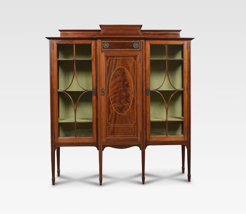 Edwardian mahogany breakfront display cabinet