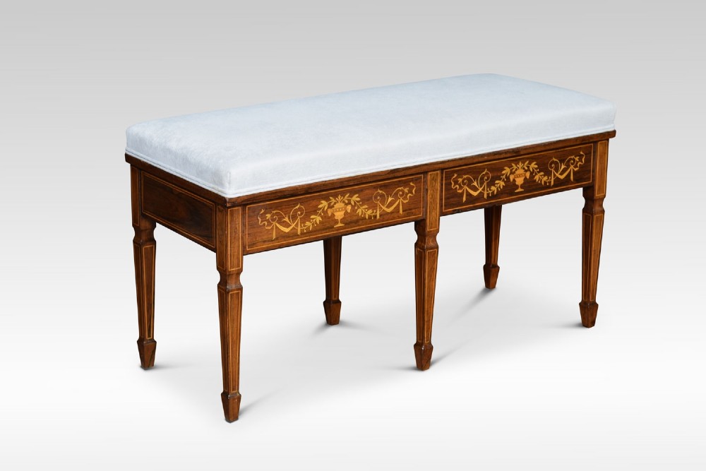 19th century rosewood inlaid duet stool