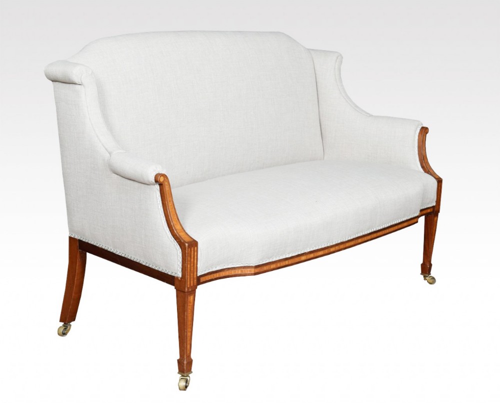 Sheraton revival Mahogany inlaid settee
