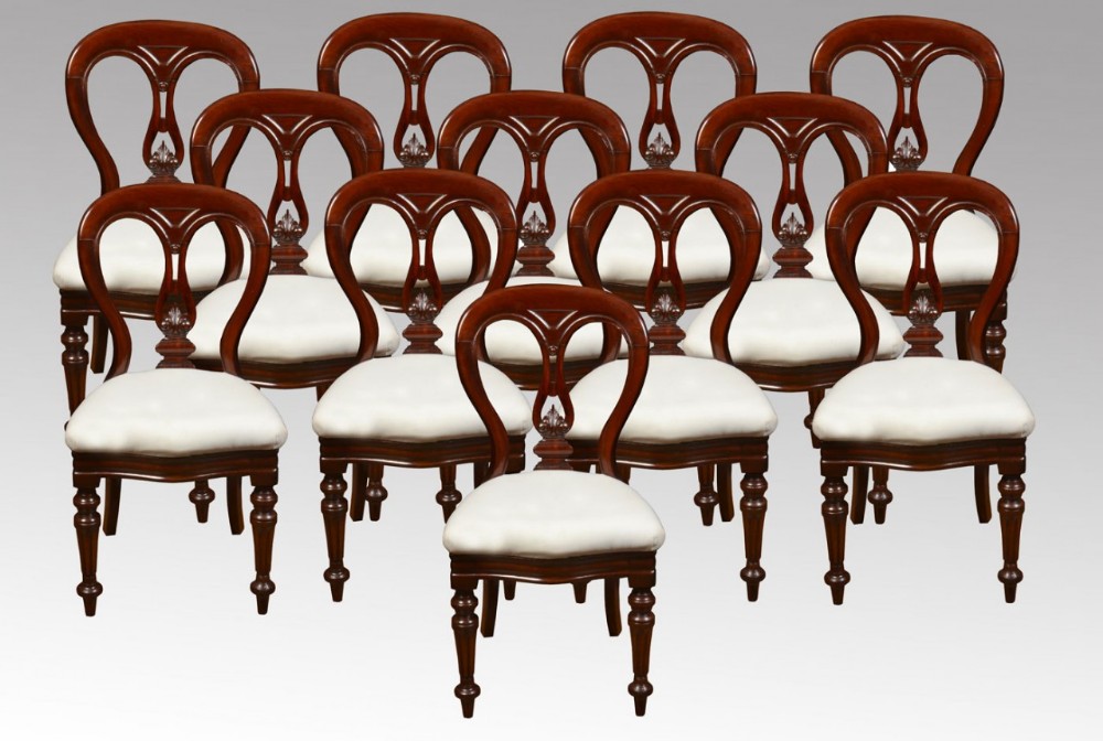 Set of twelve mahogany Victorian dining chairs