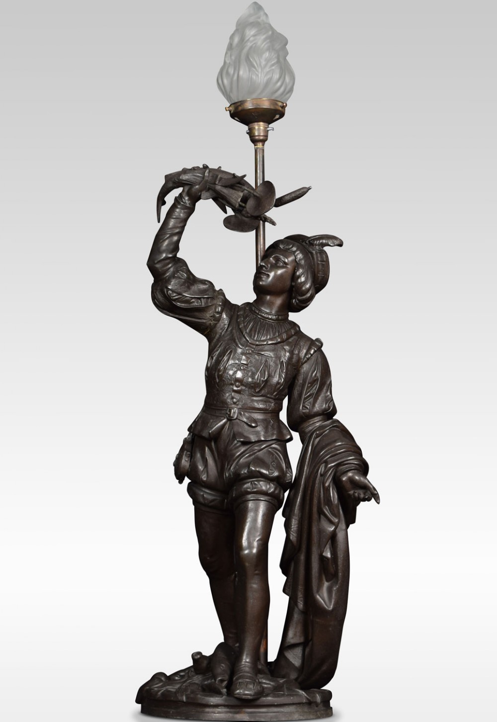 Spelter figure of a fisherman.