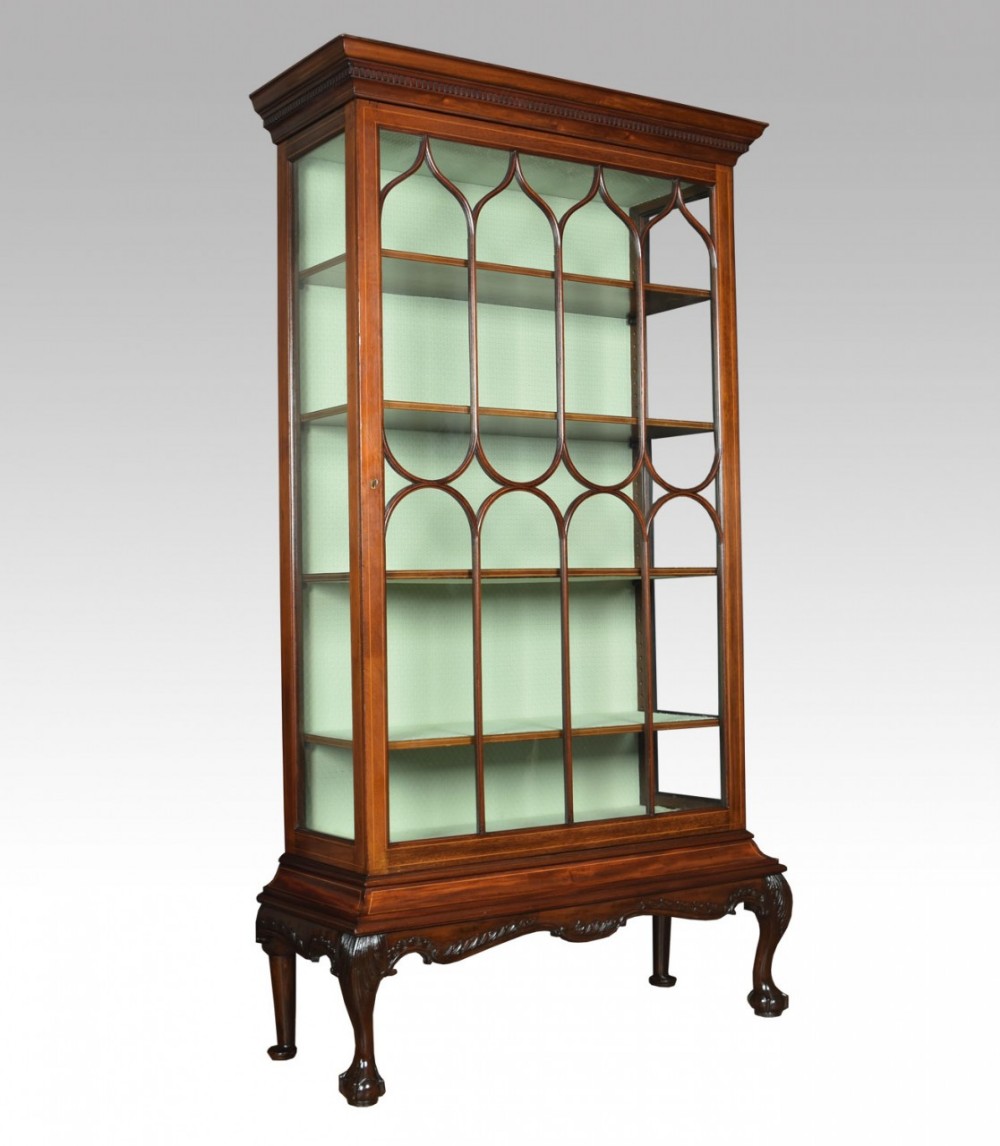 Large Chippendale revival single door display cabinet