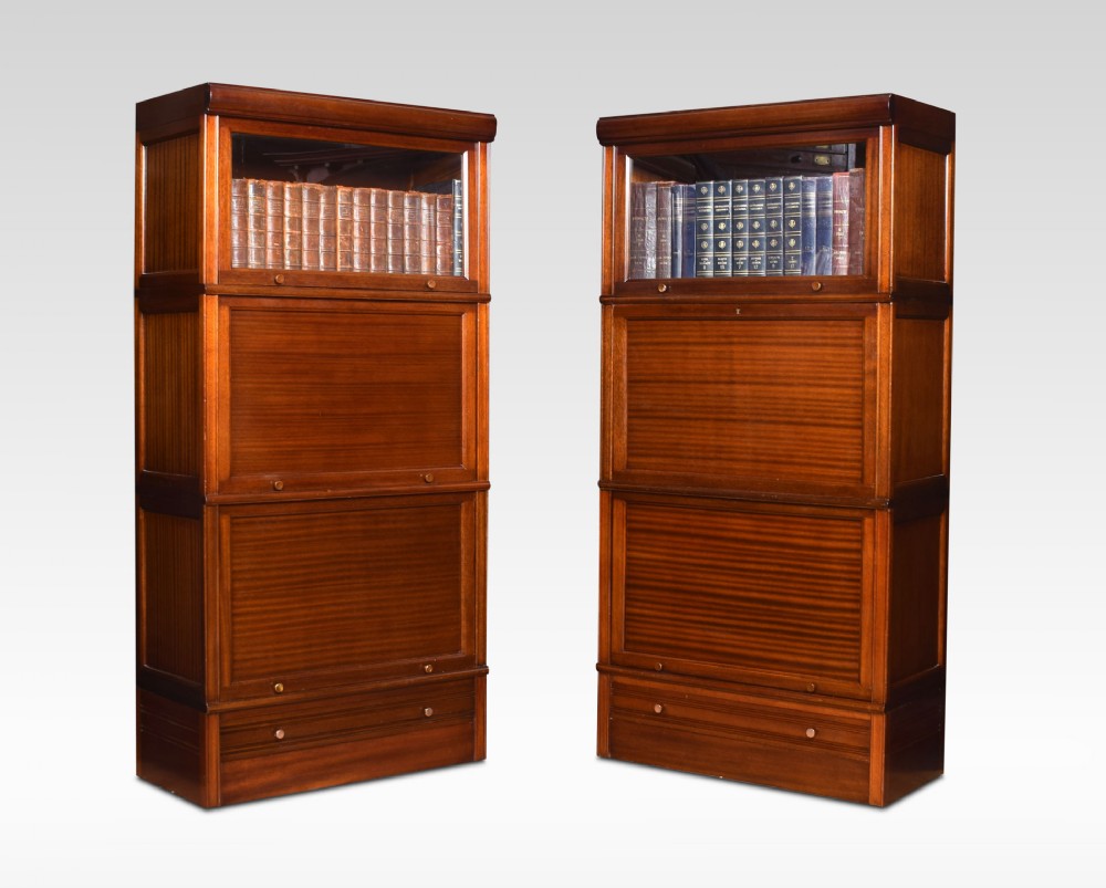 Pair of Mahogany three sectional bookcases