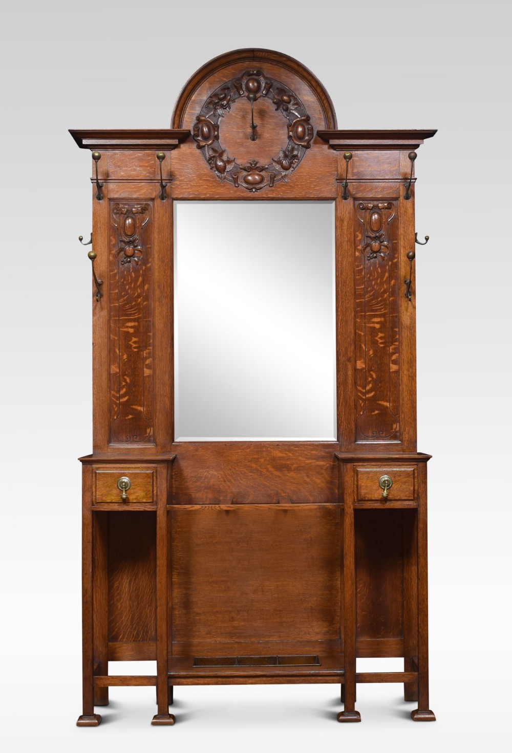19th century carved oak hall stand