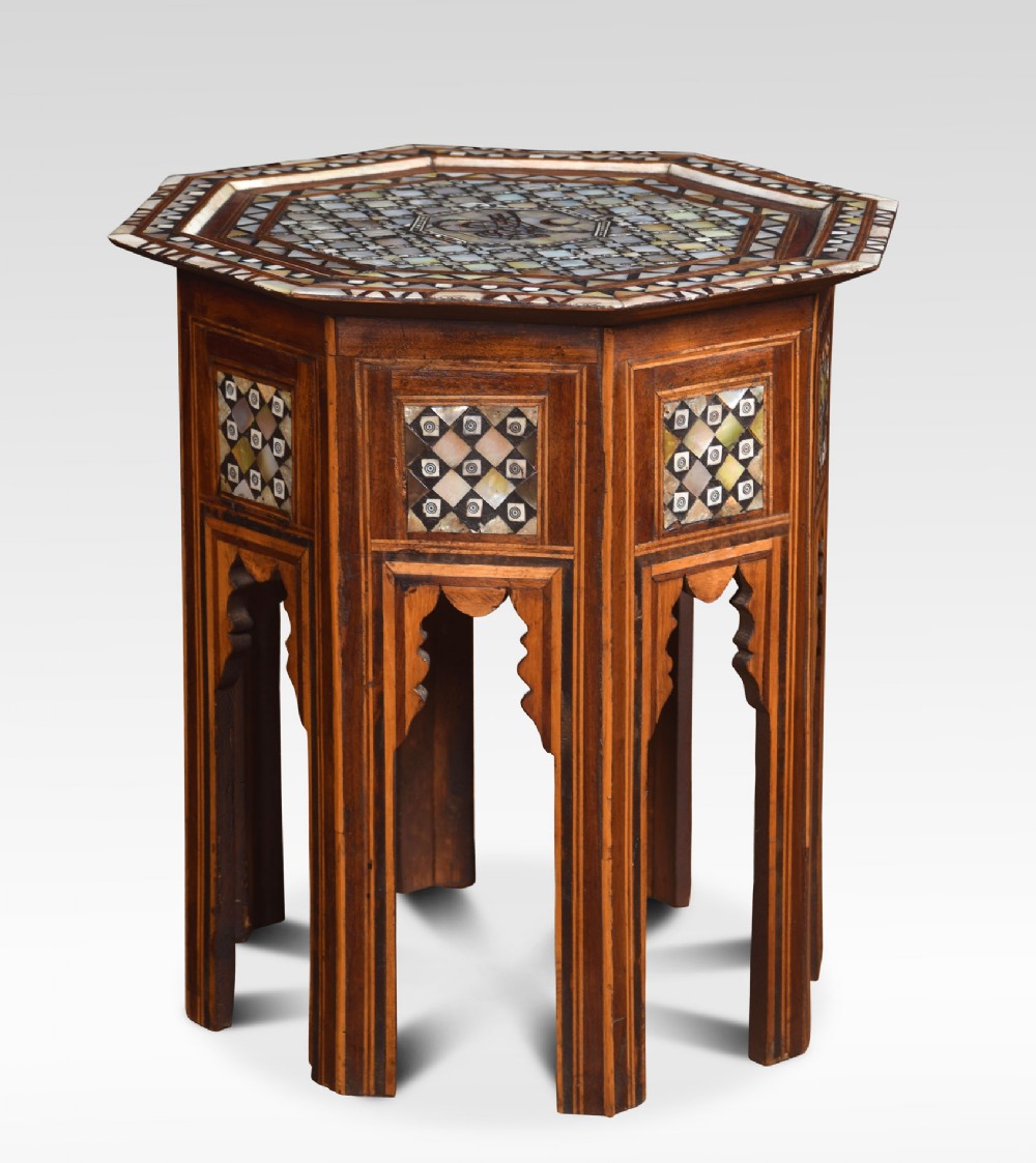 Moorish bone and mother of pearl inlaid table