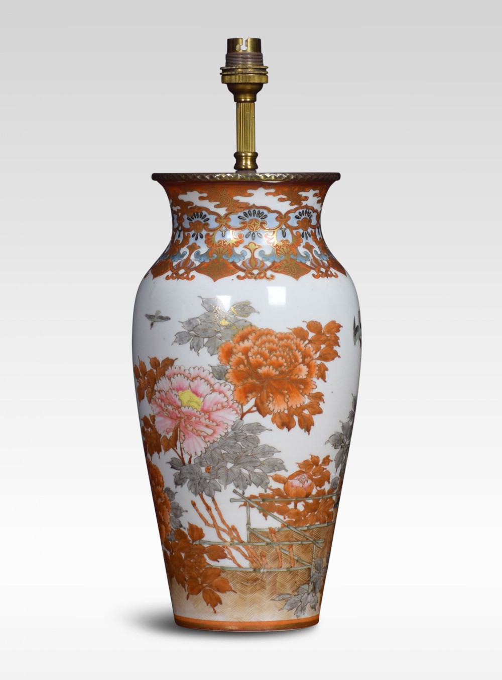 Japanise Porcelain Orange Ground Vase Lamp