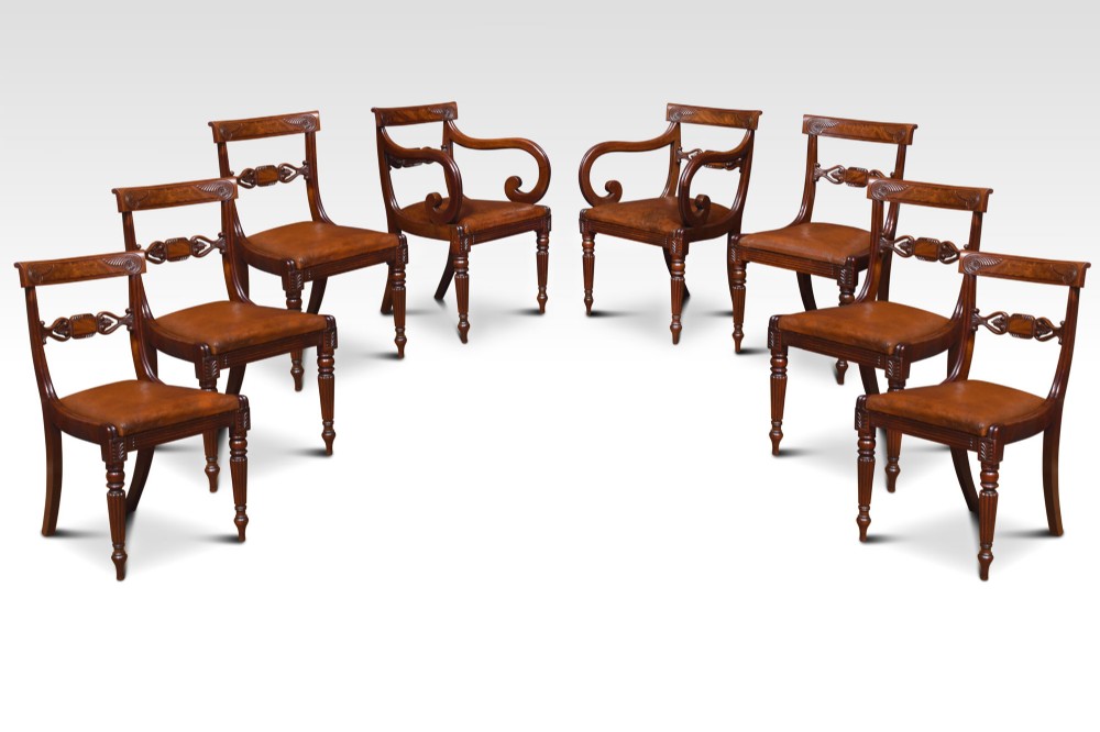 Set of eight William IV mahogany dining chairs