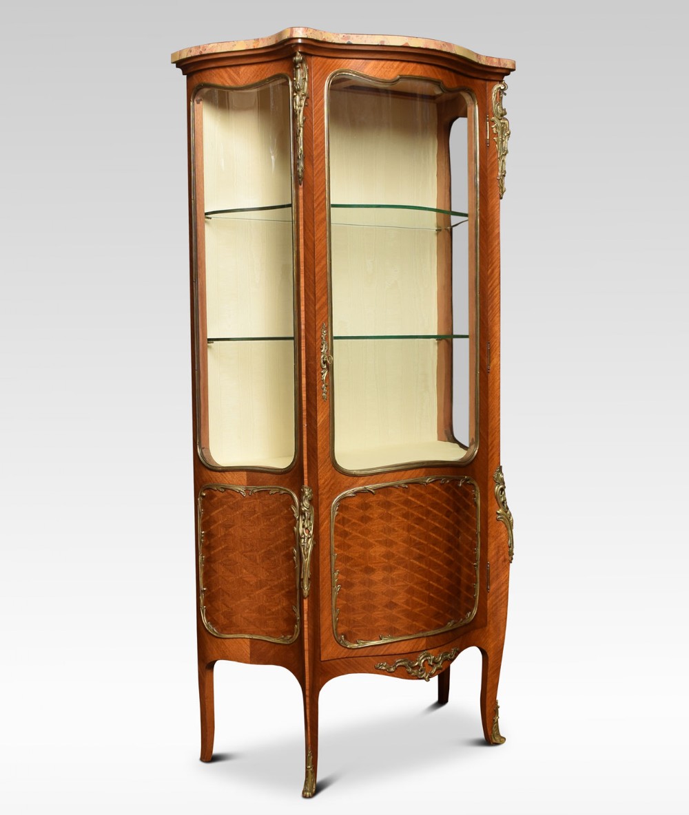 French serpentine walnut and kingwood vitrine