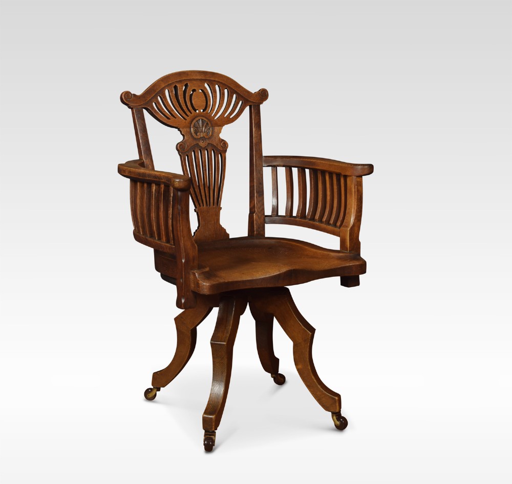 Oak revolving desk chair