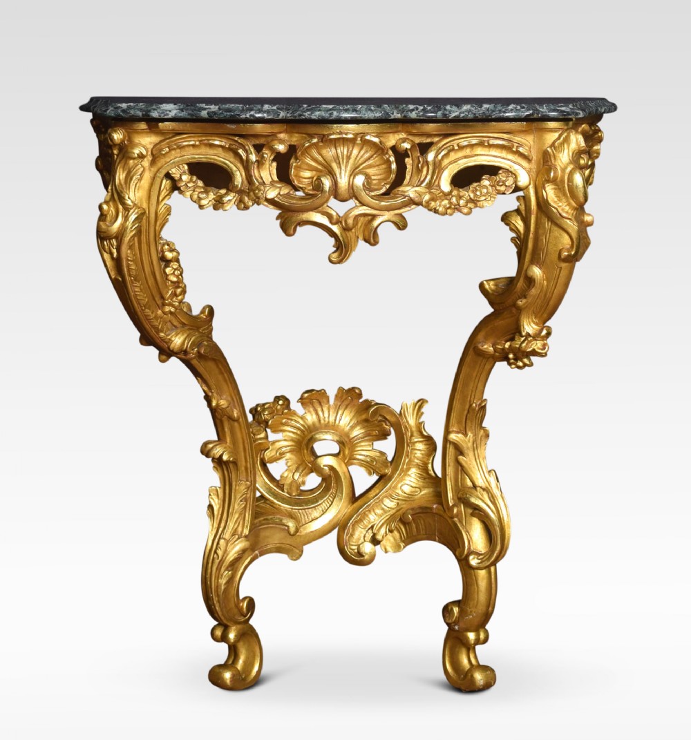 Rococo revival giltwood and marble console table