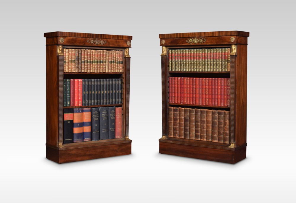 Pair of regency mahogany open bookcases