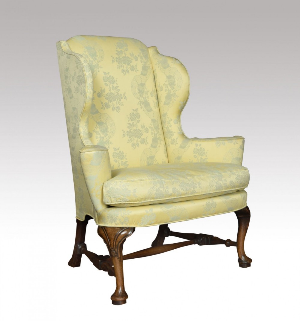 Queen Anne style wing armchair