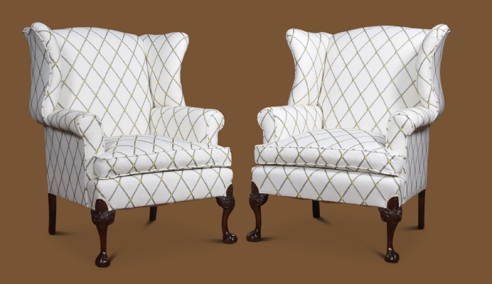 Large Pair of Georgian style wing armchairs