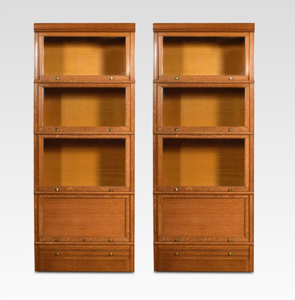 Pair of Large oak four sectional bookcases