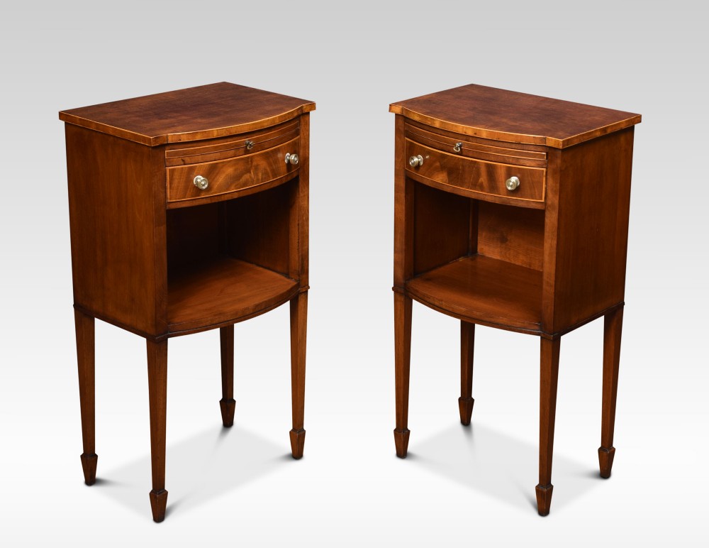 Pair of Edwardian string inlaid bedside table