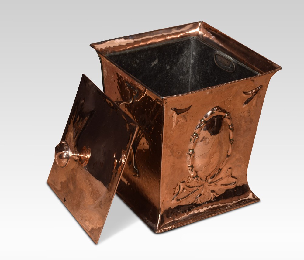 Arts and crafts copper coal bin