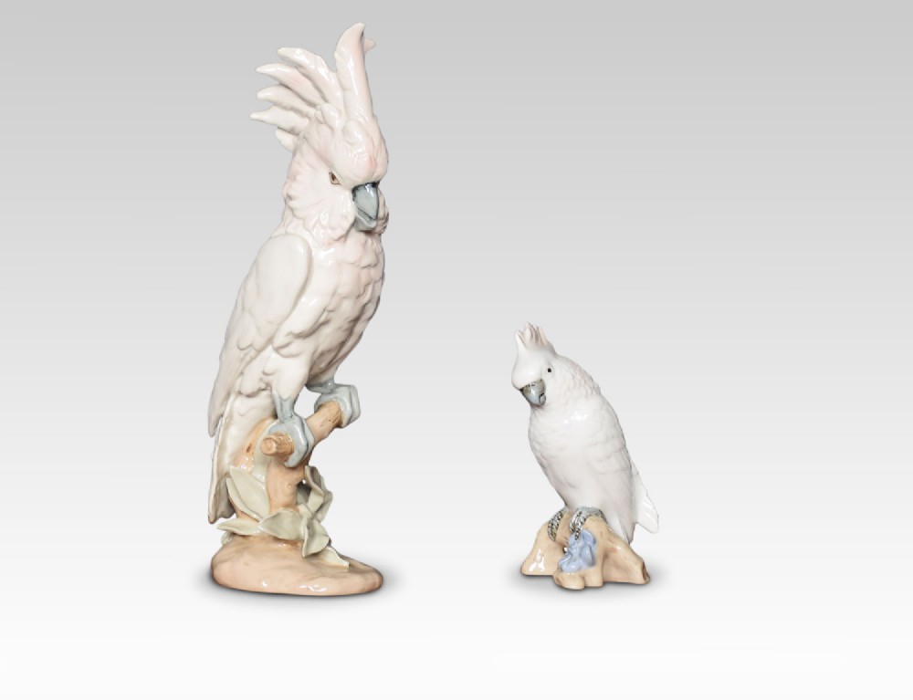 Two Royal Dux porcelain models of cockatoos