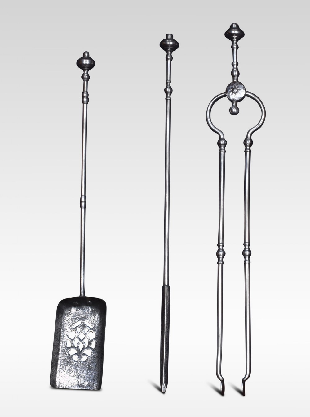 Polished steel Triple companion fire tool set