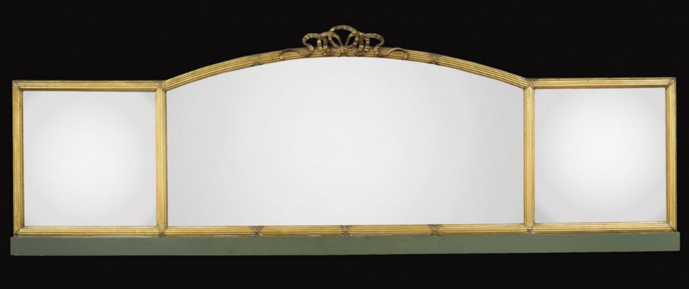 Giltwood triptych over mantle wall mirror