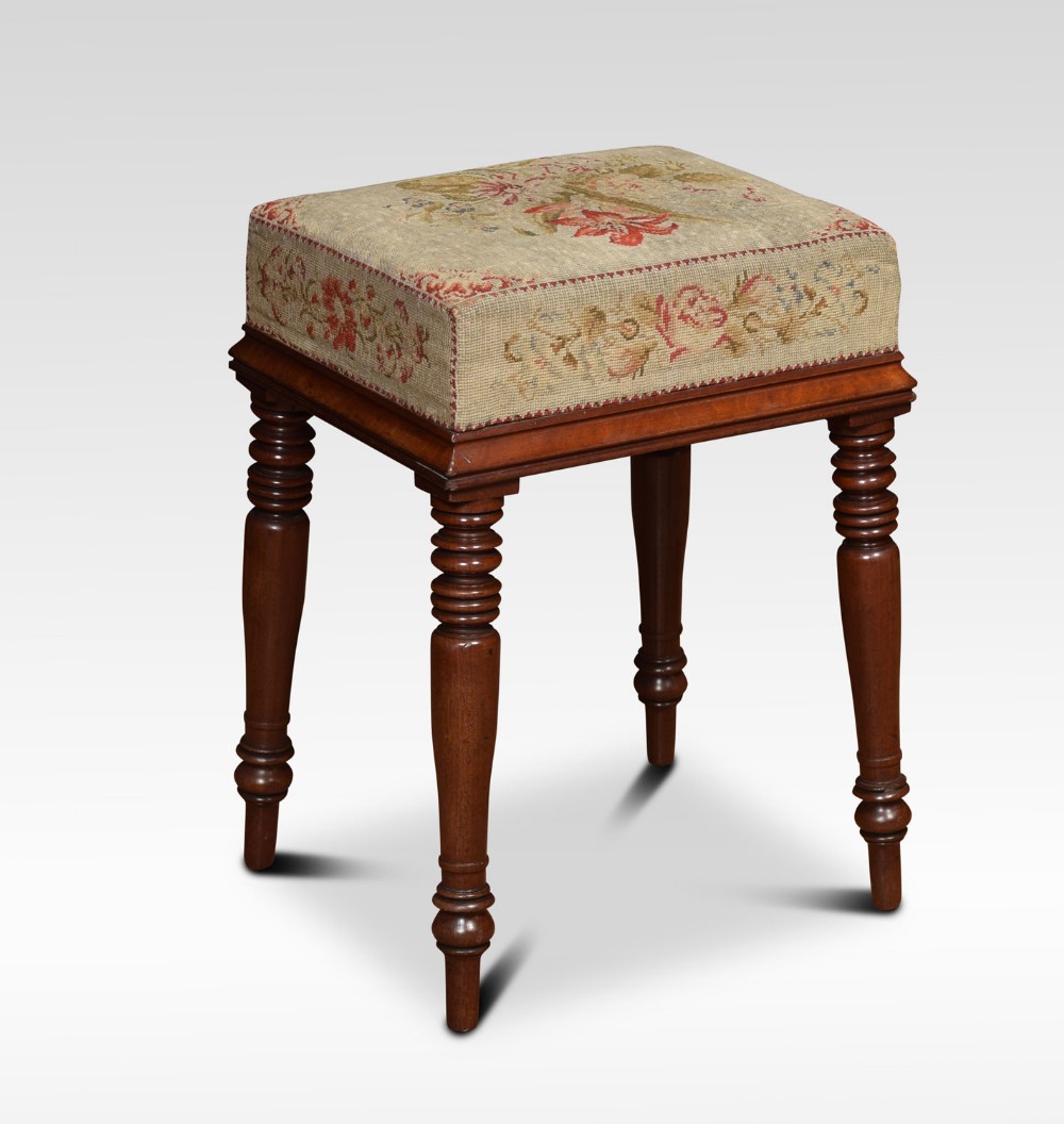 Regency mahogany needlepoint stool