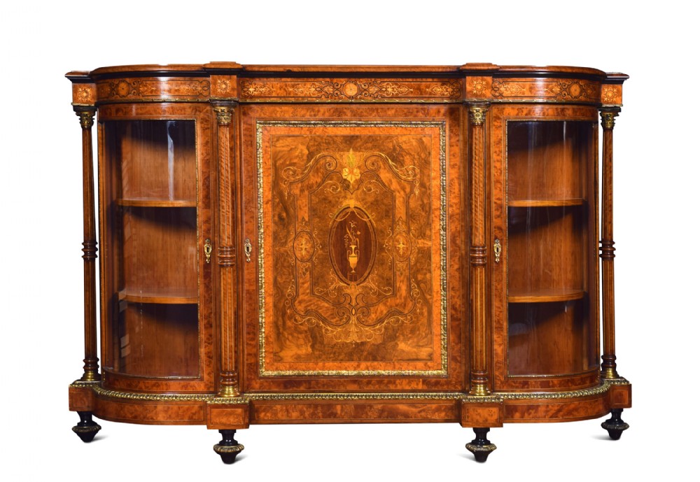 19th Century figured walnut credenza