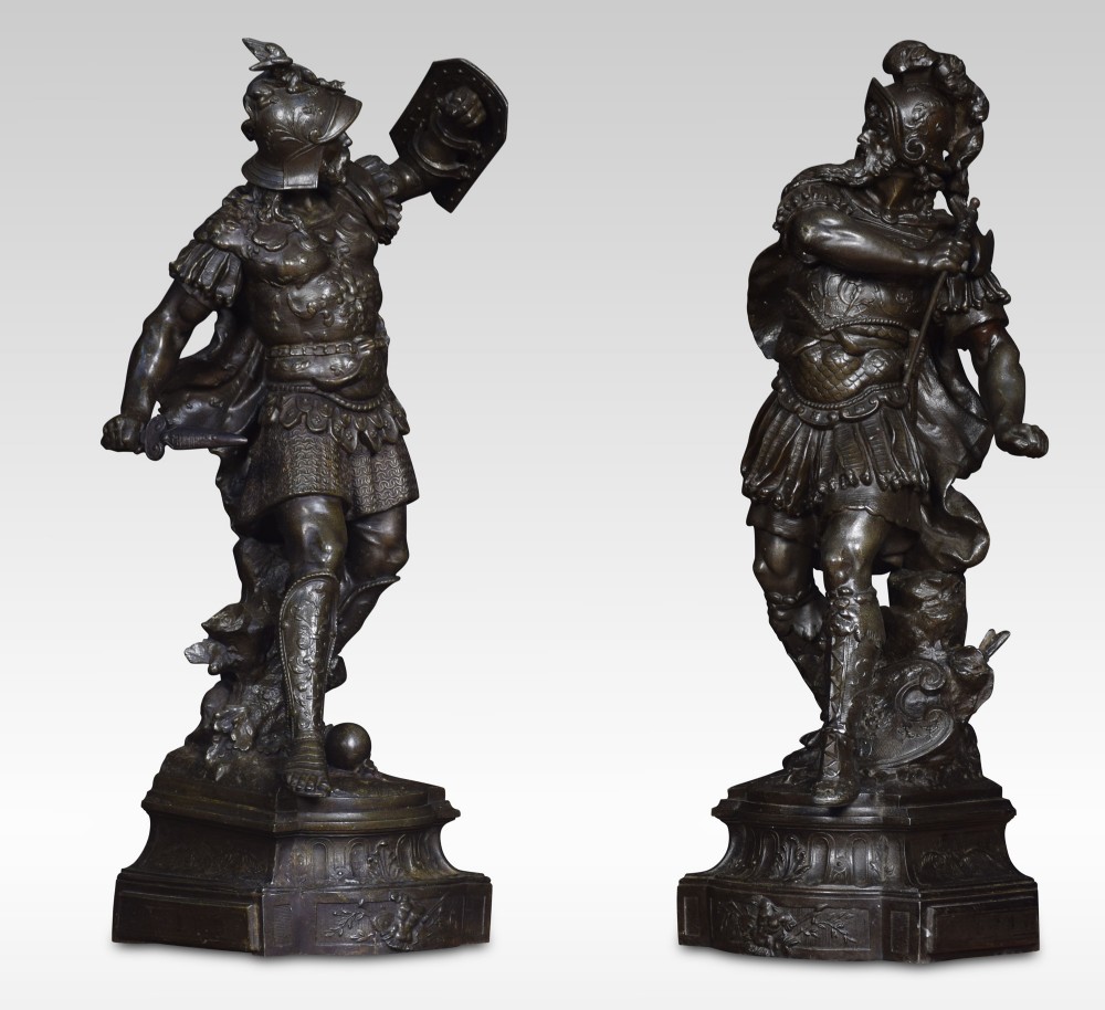 Pair of spelter figures of knights