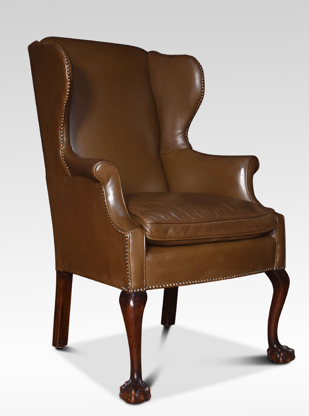 Georgian style leather wingback armchair