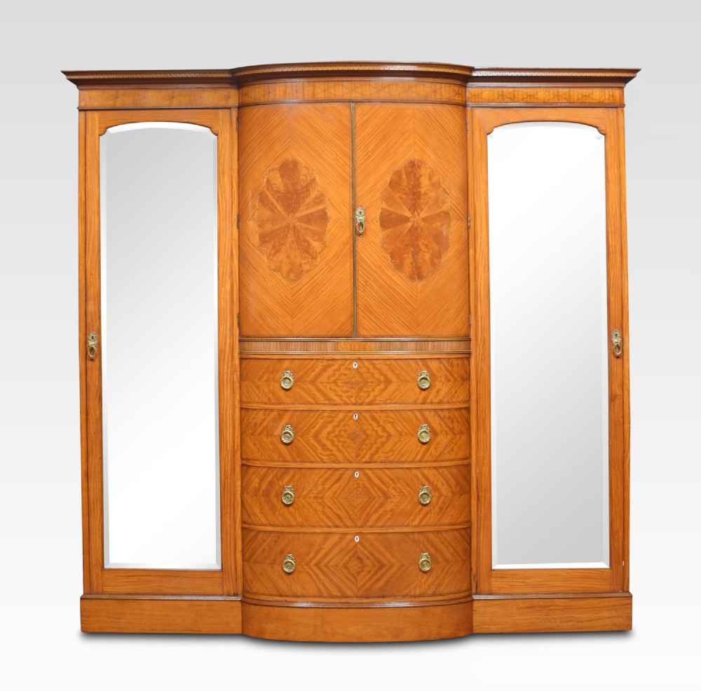 Late 19th Century Satinwood Sheraton Revival Compactum Wardrobe