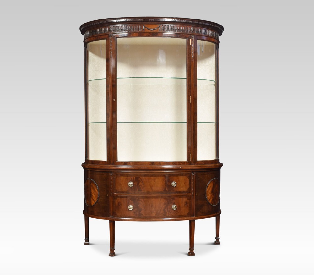 Mahogany bow fronted display cabinet