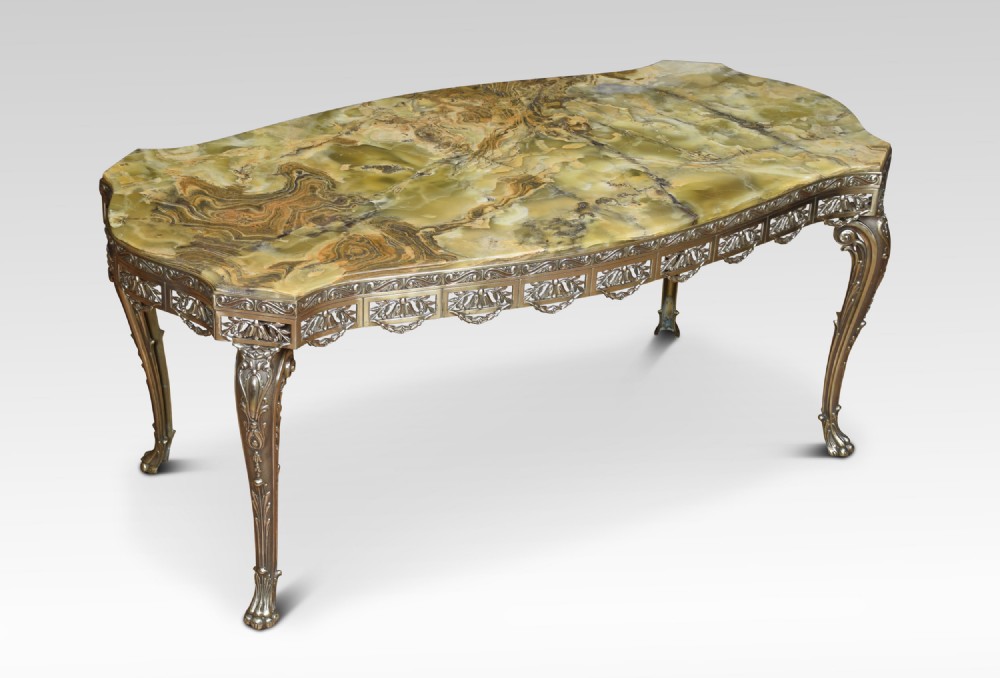 Brass and onyx coffee table