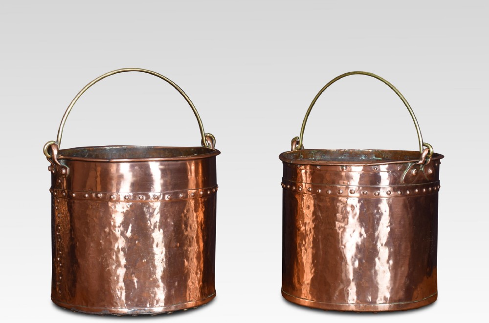 Near pair of 19th century copper buckets