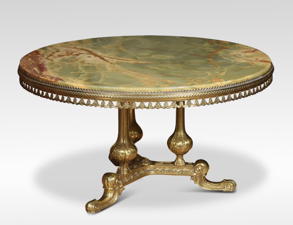 Onyx and gilt metal circular coffee table