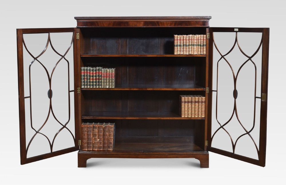 Mahogany two door glazed bookcase View II