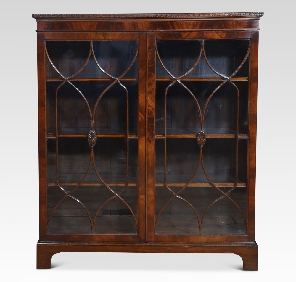 Mahogany two door glazed bookcase View IX