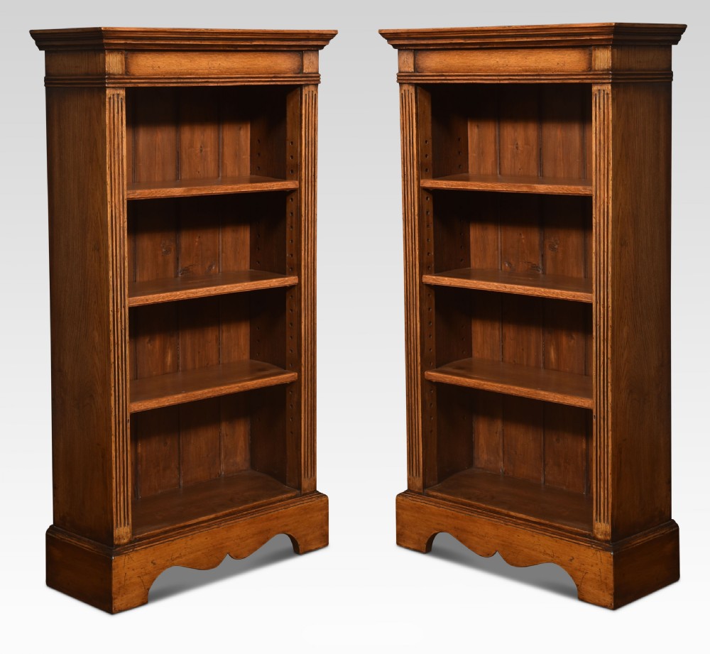 Pair of oak open bookcases