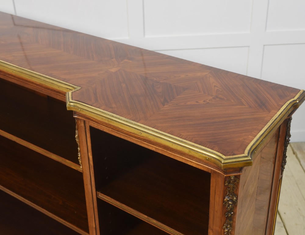 Kingwood ormolu mounted open bookcase View III