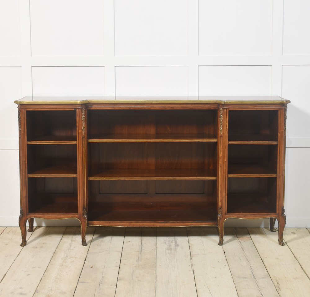 Kingwood ormolu mounted open bookcase
