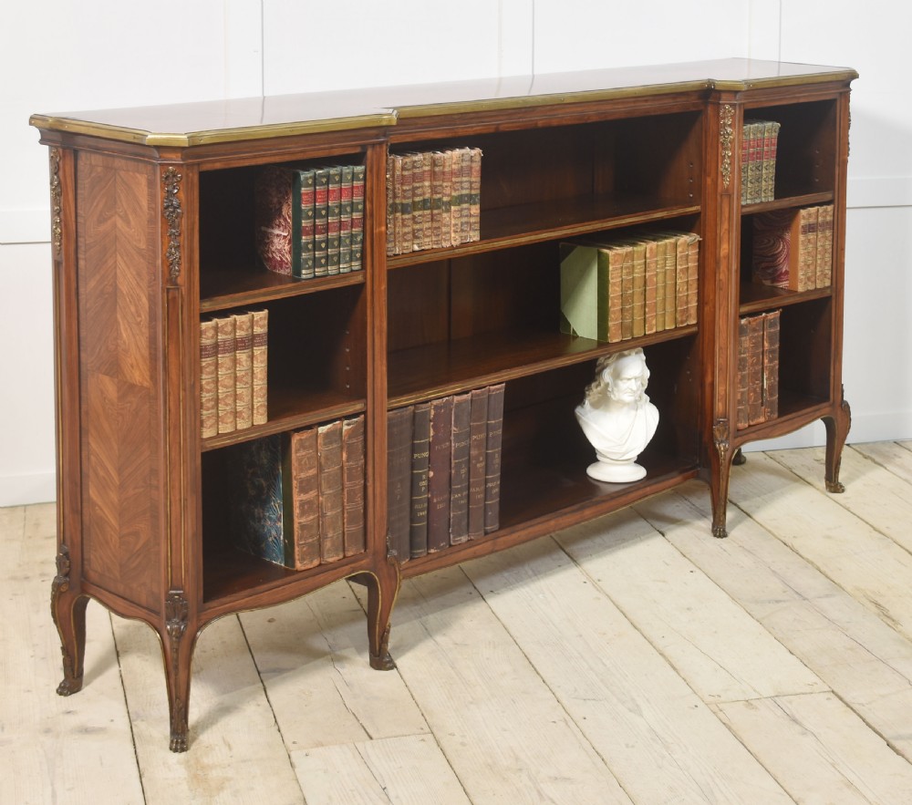 Kingwood ormolu mounted open bookcase View XII