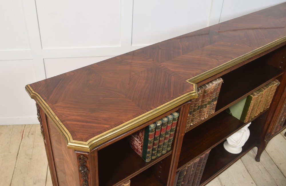 Kingwood ormolu mounted open bookcase View XVI